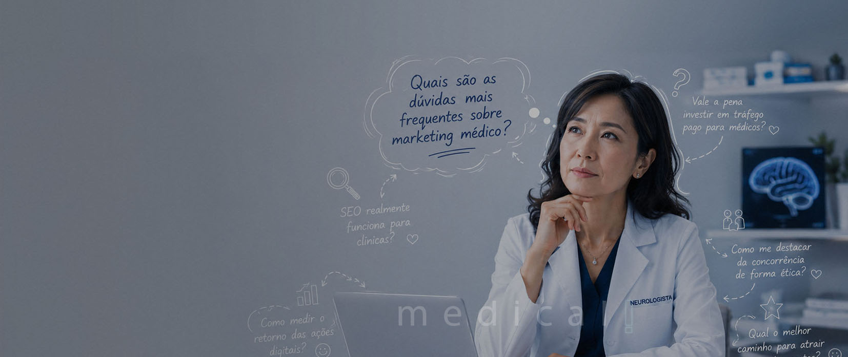 Perguntas<br> Frequentes<br> no Marketing Médico